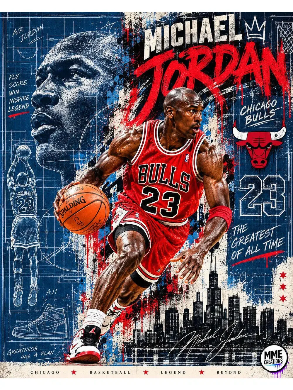4711 Michael Jordan Blueprint × Street Art AG Collection 8x10 Sports Print
